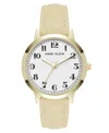 Anne Klein Women's Quartz Casual Cream Polyurethane Leather And Gold-tone Metal Alloy Boyfriend Watch, 34mm In Cream,gold-tone