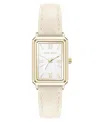 Anne Klein Women's Quartz Casual Cream Polyurethane Leather And Gold-tone Metal Alloy Watch, 25mm In Cream,gold-tone