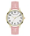 Anne Klein Women's Quartz Casual Pink Polyurethane Leather And Gold-tone Metal Alloy Boyfriend Watch, 34mm In Pink,gold-tone