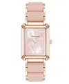 Anne Klein Women's Quartz Casual Rectangular Blush Pink Silicone With Rose Gold-tone Metal Alloy Bracelet Watch In Rose Gold-tone,blush Pink