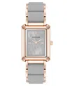 Anne Klein Women's Quartz Casual Rectangular Gray Silicone With Rose Gold-tone Metal Alloy Bracelet Watch, 26mm In Rose Gold-tone,gray