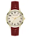 Anne Klein Women's Quartz Casual Red Polyurethane Leather And Gold-tone Metal Alloy Boyfriend Watch, 34mm