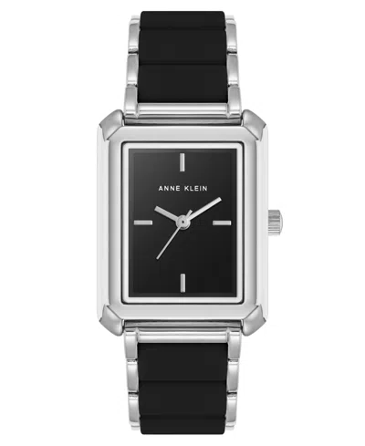 Anne Klein Women's Quartz Casual Silver-tone Metal Alloy Bracelet Watch, 26mm In Black
