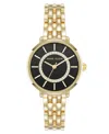 Anne Klein Women's Quartz Classy Gold-tone Metal Alloy And Black Dial Watch, 30mm In Black,gold-tone