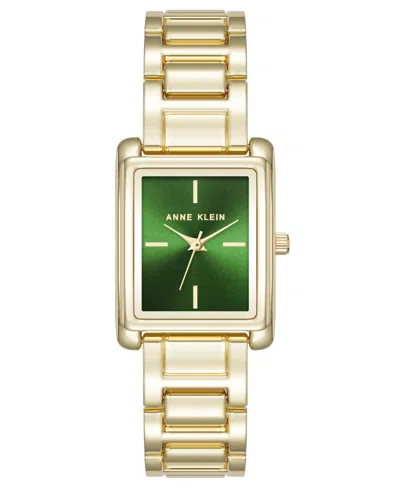 Anne Klein Women's Quartz Contemporary Green And Gold-tone Alloy Metal Watch, 24mm In Green,gold-tone