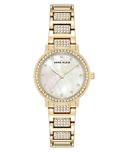Anne Klein Women's Quartz Crystal Embellished Gold-tone Alloy Metal Bracelet Watch, 26mm