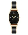 Anne Klein Women's Quartz Cushion Black Enamel With Gold-tone Metal Alloy Bangle Watch, 22mm In Gold-tone,black