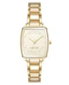 Anne Klein Women's Quartz Cushion Gold-tone Metal Alloy Watch, 26mm In Gold