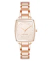Anne Klein Women's Quartz Cushion Rose Gold-tone Metal Alloy Watch, 26mm In Gold