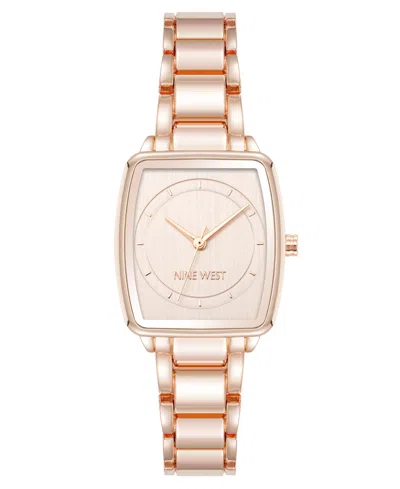 Anne Klein Women's Quartz Cushion Rose Gold-tone Metal Alloy Watch, 26mm