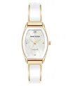 Anne Klein Women's Quartz Cushion White Enamel With Gold-tone Metal Alloy Bangle Watch, 22mm In Gold-tone,white