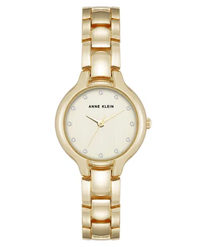 Anne Klein Women's Quartz Delicate Crystal Accented Champagne Dial Gold-tone Alloy Metal Watch, 28mm