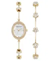 Anne Klein Women's Quartz Delicate Crystal Flower Gold-tone Stainless Steel Bracelet Watch Set, 19mm In Gold