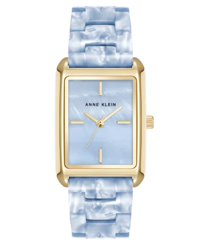 Anne Klein Women's Quartz Delicate Rectangular Light Blue Acetate Bracelet Watch, 26mm