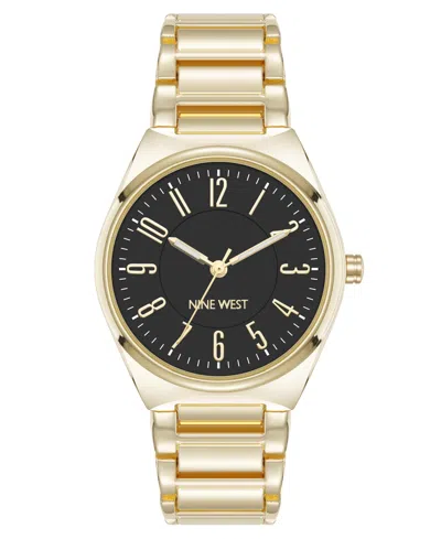 Anne Klein Women's Quartz Easy-to-read Black And Gold-tone Metal Alloy Watch, 34mm In Multi
