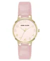 Anne Klein Women's Quartz Easy To Read Pink Leather And Gold-tone Alloy Metal Watch, 32.5mm In Pink,gold-tone