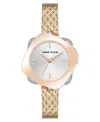 Anne Klein Women's Quartz Elegant Hidden Crystal Tri-tone Stainless Steel Mesh Band Watch, 28mm In Gold-tone,silver-tone,rose Gold-tone