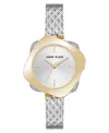 Anne Klein Women's Quartz Elegant Hidden Crystal Two-tone Stainless Steel Mesh Band Watch, 28mm In Silver-tone,gold-tone