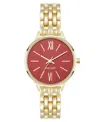 Anne Klein Women's Quartz Essential Burgundy And Gold-tone Metal Alloy Watch, 34mm In Gold