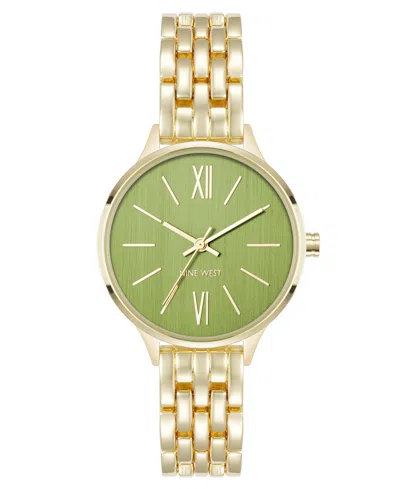 Anne Klein Women's Quartz Essential Olive And Gold-tone Metal Alloy Watch, 34mm