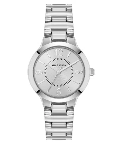 Anne Klein Women's Quartz Essential Round Silver-tone Metal Alloy Watch, 32mm In Metallic