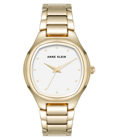 Anne Klein Women's Quartz Everyday Cushion Gold-tone Alloy Metal Bracelet Watch, 32mm