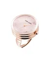 Anne Klein Women's Quartz Faceted Crystal Rose Gold-tone Alloy Metal Ring Watch, 20mm In Pink,rose Gold-tone