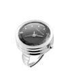 Anne Klein Women's Quartz Faceted Crystal Silver-tone Alloy Metal Ring Watch, 20mm In Black,silver-tone