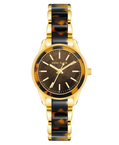 Anne Klein Women's Quartz Gold-tone Alloy And Tortoise Acetate Watch, 30mm