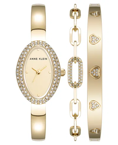 Anne Klein Women's Quartz Gold-tone Alloy Bangle Watch Set, 20mm