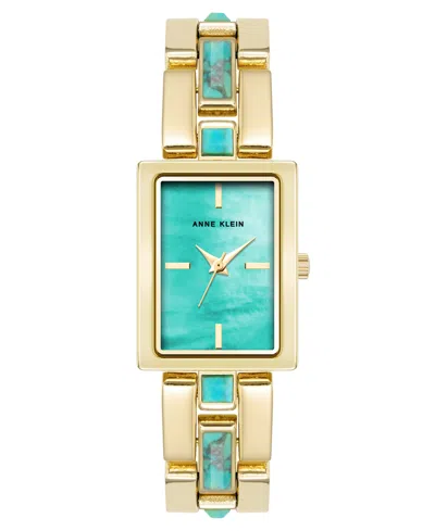 Anne Klein Women's Quartz Gold-tone Alloy Linkturquoise Bracelet Watch, 21mm
