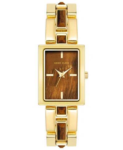 Anne Klein Women's Quartz Gold-tone Alloy Watch, 28mm X 21mm In Brown,gold-tone