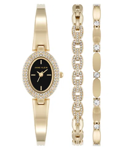 Anne Klein Women's Quartz Gold-tone Metal Alloy Bracelet Watch Set, 18mm