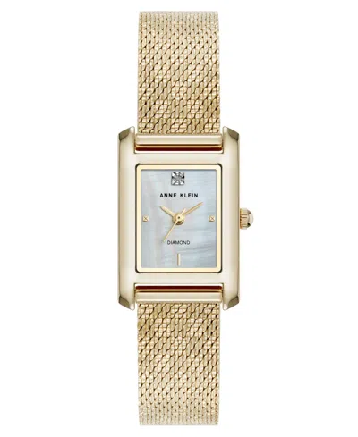 Anne Klein Women's Quartz Gold-tone Stainless Steel Mesh Watch, 20mm