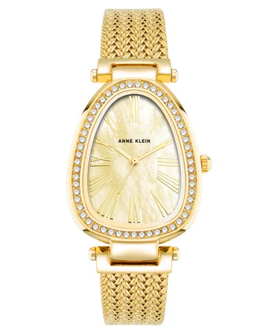 Anne Klein Women's Quartz Gold-tone Stainless Steel Mesh Watch, 36mm