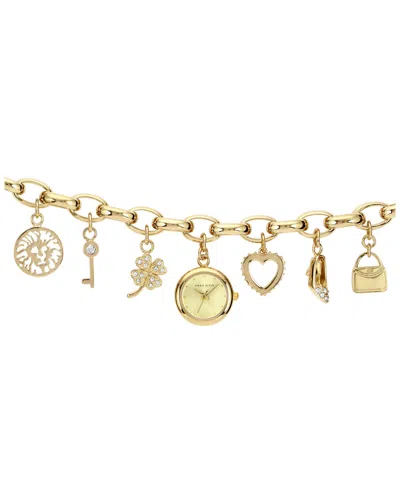 Anne Klein Women's Quartz Gold-tone Multi-charm Bracelet Watch 20mm X 20mm