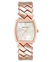 Anne Klein Women's Quartz Herringbone Rose Gold-tone Alloy Metal Bracelet Watch, 26mm In Rose Gold-tone