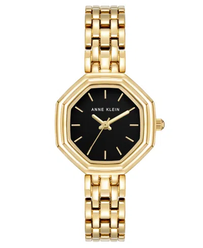 Anne Klein Women's Quartz Hexagonal Water-resistant Gold-tone Alloy Metal Bracelet Watch 35mm In White