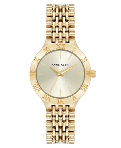 Anne Klein Women's Quartz Iconic Roman Numeral Bezel Gold-tone Alloy Metal Watch, 30mm