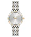 Anne Klein Women's Quartz Iconic Roman Numeral Bezel Two-tone Alloy Metal Watch, 30mm In Silver-tone,gold-tone