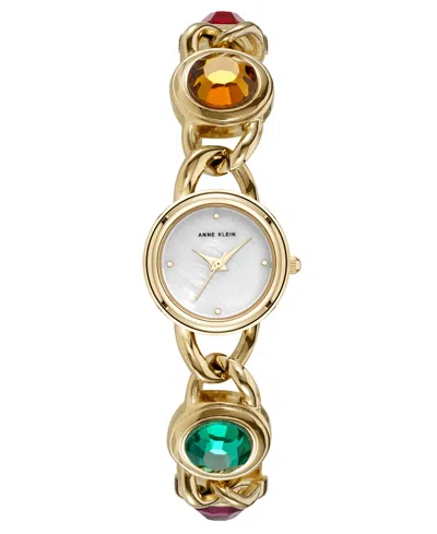 Anne Klein Women's Quartz Imitation Pearl Dial Gold-tone Alloy Metal Bracelet Watch 22mm In Multi
