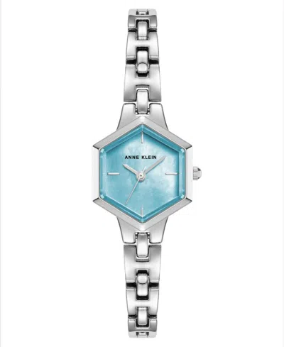 Anne Klein Women's Quartz Imitation Pearl Hexagonal Silver-tone Metal Bracelet Watch 21mm In Metallic