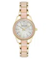 Anne Klein Women's Quartz Iridescent Acetate And Gold-tone Alloy Metal Bracelet Watch, 30mm In Iridescent,gold-tone
