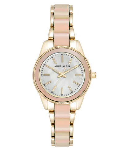 Anne Klein Women's Quartz Iridescent Acetate And Gold-tone Alloy Metal Bracelet Watch, 30mm In Iridescent,gold-tone