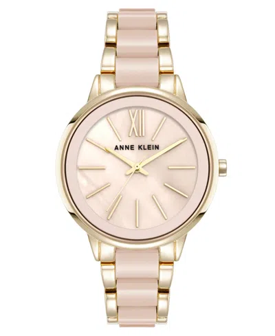 Anne Klein Women's Quartz Iridescent Acetate And Gold-tone Alloy Metal Bracelet Watch, 37mm In Iridescent,gold-tone