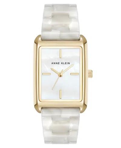 Anne Klein Women's Quartz Ivory Acetate Bracelet Watch, 26mm In Ivory,gold-tone