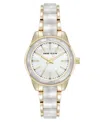 Anne Klein Women's Quartz Ivory Pearlescent Acetate And Gold-tone Metal Alloy Link Bracelet Watch, 30mm In Gold-tone,ivory