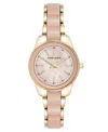 Anne Klein Women's Quartz Light Pink Pearlescent Acetate And Gold-tone Metal Alloy Link Bracelet Watch, 30mm