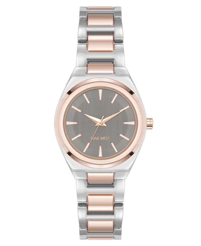 Anne Klein Women's Quartz Minimalist Gray And Two-tone Metal Alloy Watch, 30mm