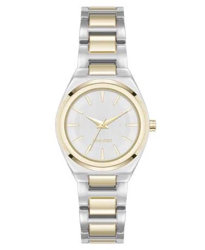 Anne Klein Women's Quartz Minimalist Silver-tone And Gold-tone Metal Alloy Watch, 30mm In Multi